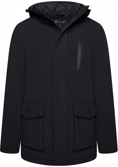 Kam Jeans KV144 Long Quilted Softshell Parka Black - Geci - Geci Bărbați Mărimi Mari