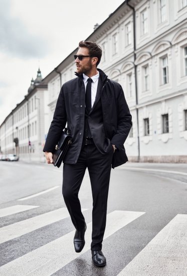 JP1880 Jacket Business Waterproof Black - Geci - Geci Bărbați Mărimi Mari