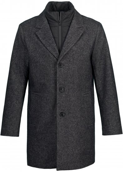 JP1880 Coat Wool Blend Quilted Insert Black - Geci - Geci Bărbați Mărimi Mari