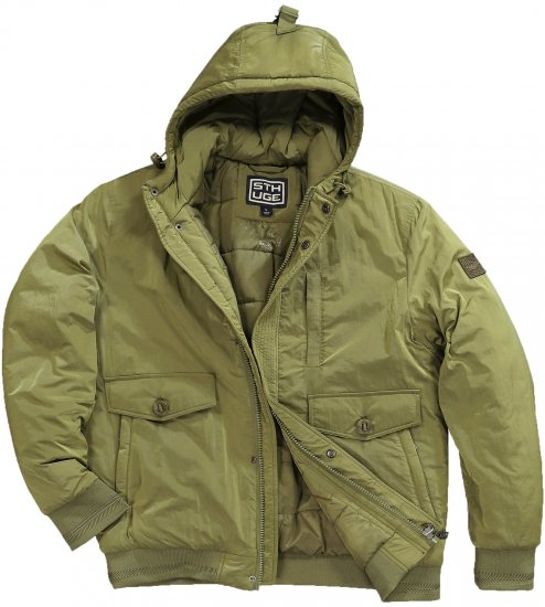 STHUGE Bomber Jacket With Hood Green - Geci - Geci Bărbați Mărimi Mari
