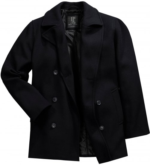 JP1880 Caban Short Double-breasted Overcoat Navy - Geci - Geci Bărbați Mărimi Mari