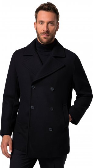 JP1880 Caban Short Double-breasted Overcoat Navy - Geci - Geci Bărbați Mărimi Mari