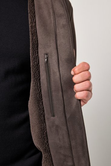 JP1880 Bomber Jacket Faux Leather Dark Brown - Geci - Geci Bărbați Mărimi Mari