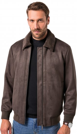 JP1880 Bomber Jacket Faux Leather Dark Brown - Geci - Geci Bărbați Mărimi Mari