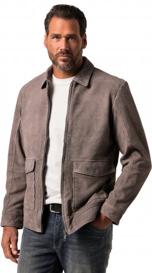JP1880 Leather Jacket Lamskin Suede Grey - Geci - Geci Bărbați Mărimi Mari