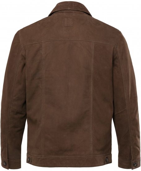 JP1880 Leather Jacket Nubuck Shirt Collar Brown - Geci - Geci Bărbați Mărimi Mari