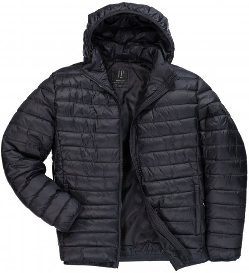 JAY-PI Lightly Quilted Jacket with a Hoodie Black - Geci - Geci Bărbați Mărimi Mari