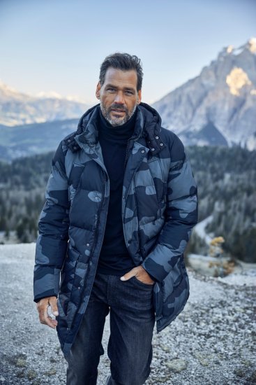 JP1880 Quilted Parka with Camouflage Drawstring Waist Black - Geci - Geci Bărbați Mărimi Mari