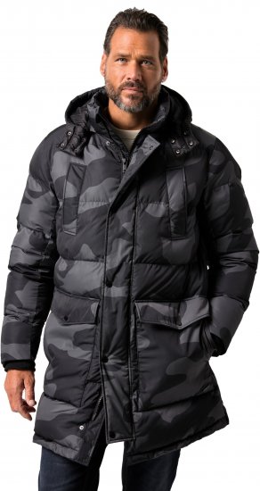 JP1880 Quilted Parka with Camouflage Drawstring Waist Black - Geci - Geci Bărbați Mărimi Mari