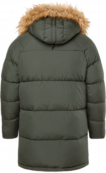 JP1880 Quilted Parka Lightweight and Warm with Faux Fur Hood Dark Green - Geci - Geci Bărbați Mărimi Mari
