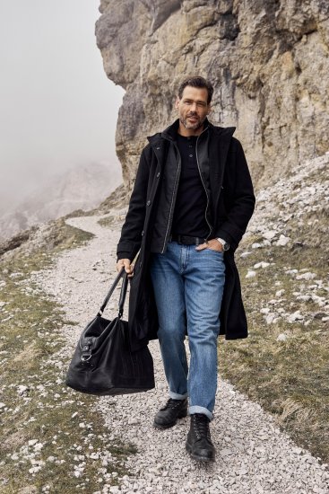 JP1880 Water-repellent Functional Coat with Wool Look Black - Geci - Geci Bărbați Mărimi Mari