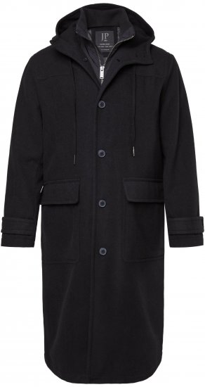 JP1880 Water-repellent Functional Coat with Wool Look Black - Geci - Geci Bărbați Mărimi Mari