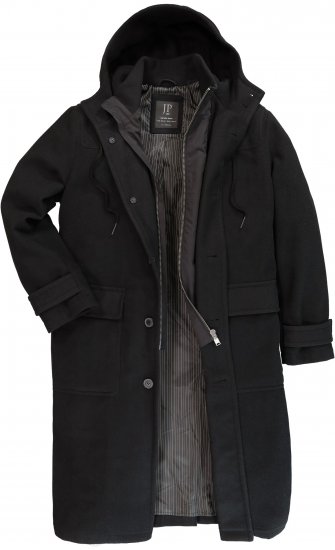 JP1880 Water-repellent Functional Coat with Wool Look Black - Geci - Geci Bărbați Mărimi Mari