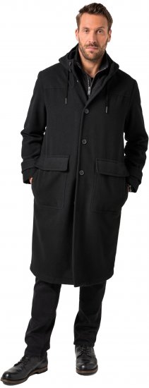 JP1880 Water-repellent Functional Coat with Wool Look Black - Geci - Geci Bărbați Mărimi Mari