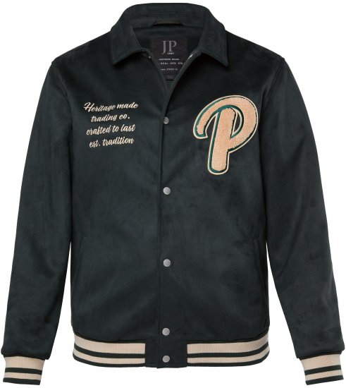 JP1880 Blouson Velour with Chest Embroidery Dark Green - Geci - Geci Bărbați Mărimi Mari