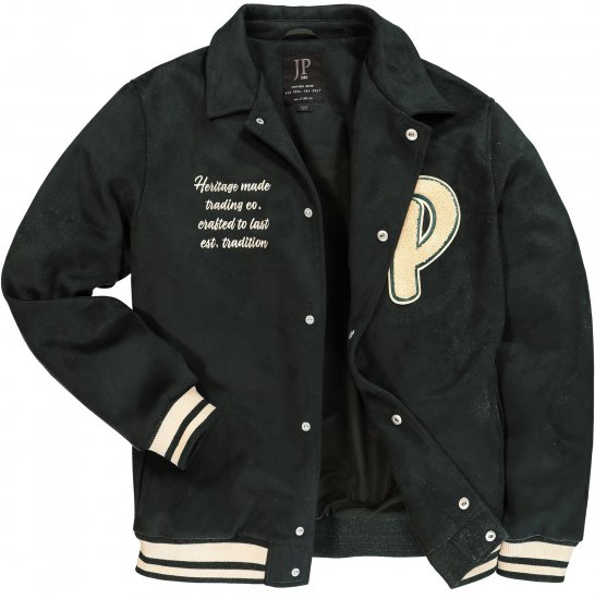 JP1880 Blouson Velour with Chest Embroidery Dark Green - Geci - Geci Bărbați Mărimi Mari