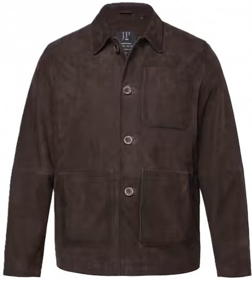 JP1880 Leather Jacket Goat Suede Shirt Collar Dark Brown - Geci - Geci Bărbați Mărimi Mari