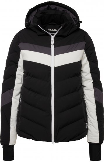 Ulla Popken HYPRAR Chevron Stripe Triple Function Quilted Fully Lined Ski Jacket Black - Geci - 