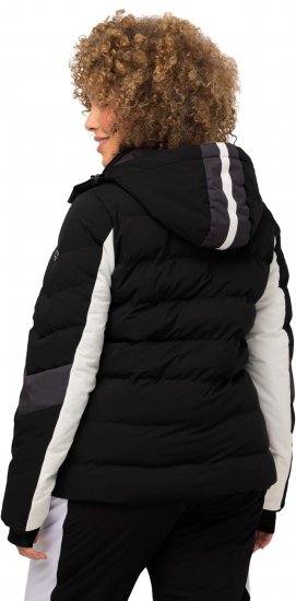 Ulla Popken HYPRAR Chevron Stripe Triple Function Quilted Fully Lined Ski Jacket Black - Geci - 
