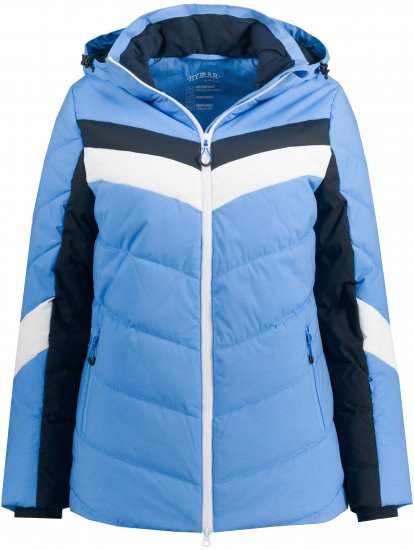 Ulla Popken HYPRAR Chevron Stripe Triple Function Quilted Fully Lined Ski Jacket Pastel Petrol - Geci - 