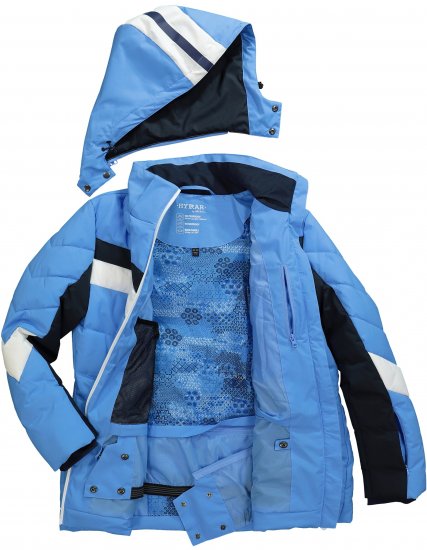 Ulla Popken HYPRAR Chevron Stripe Triple Function Quilted Fully Lined Ski Jacket Pastel Petrol - Geci - 