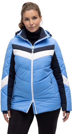 Ulla Popken HYPRAR Chevron Stripe Triple Function Quilted Fully Lined Ski Jacket Pastel Petrol - Geci - 