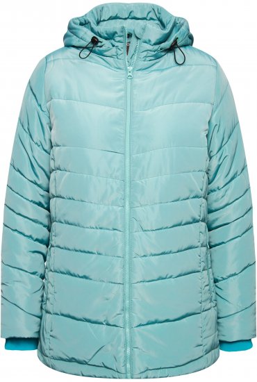 Ulla Popken Quilted Water Repellent Jacket Soft Turquoise - Geci - 
