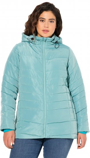 Ulla Popken Quilted Water Repellent Jacket Soft Turquoise - Geci - 