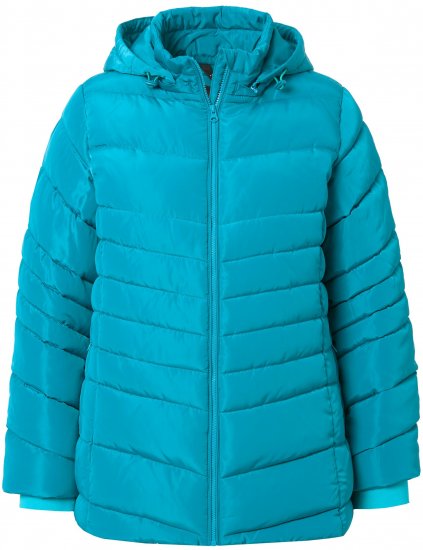 Ulla Popken Quilted Water Repellent Jacket Turquoise - Geci - 