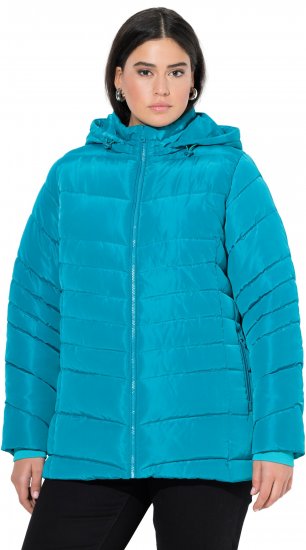 Ulla Popken Quilted Water Repellent Jacket Turquoise - Geci - 