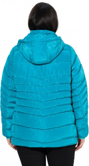 Ulla Popken Quilted Water Repellent Jacket Turquoise - Geci - 