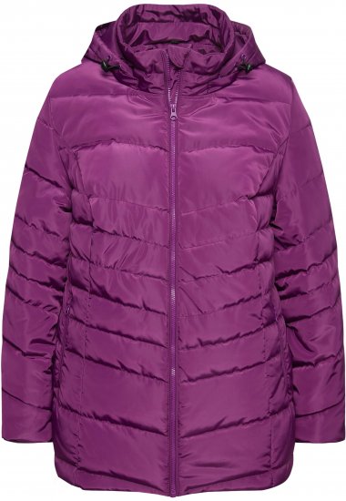 Ulla Popken Quilted Water Repellent Jacket Dark Purple - Geci - 