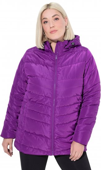 Ulla Popken Quilted Water Repellent Jacket Dark Purple - Geci - 