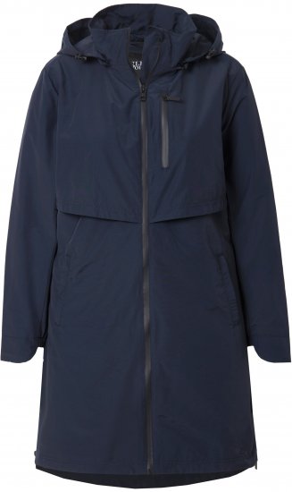 Ulla Popken Hooded with Zippered Pockets and Zippered Side Slits Jacket Navy - Geci - 