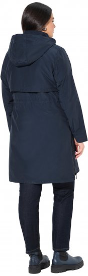Ulla Popken Hooded with Zippered Pockets and Zippered Side Slits Jacket Navy - Geci - 