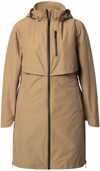 Ulla Popken Hooded with Zippered Pockets and Zippered Side Slits Jacket Mocha - Geci - 