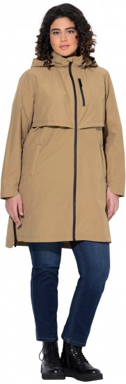 Ulla Popken Hooded with Zippered Pockets and Zippered Side Slits Jacket Mocha - Geci - 