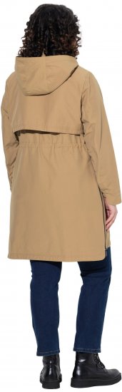 Ulla Popken Hooded with Zippered Pockets and Zippered Side Slits Jacket Mocha - Geci - 