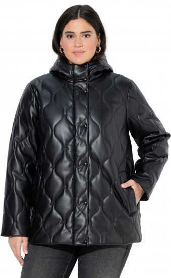 Ulla Popken Faux Leather Quilted Jacket Black - Geci - 
