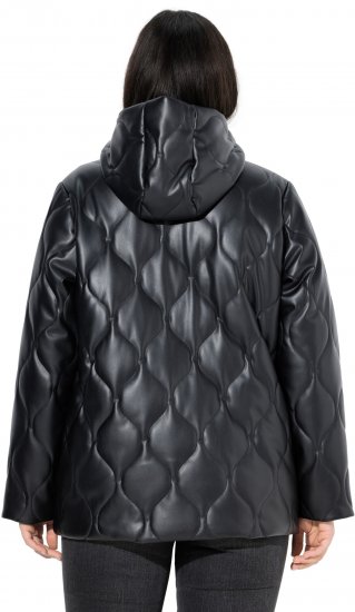 Ulla Popken Faux Leather Quilted Jacket Black - Geci - 