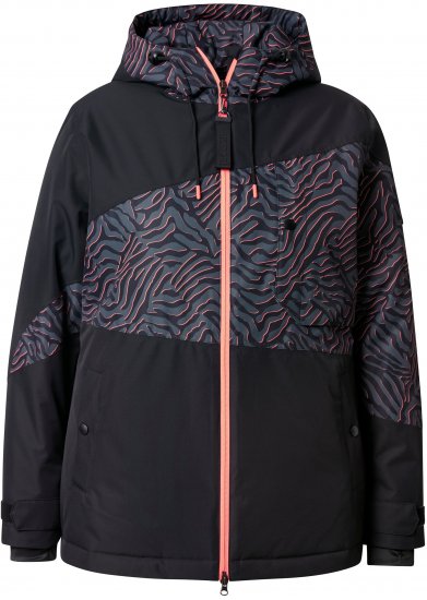 Ulla Popken Neon Ripple Performance Snow Jacket Black - Geci - 