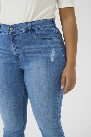 Kaffe Curve Laurina Blugi Washed/Destroyed Blue Denim - Blugi & Pantaloni pentru Femei Mărimi Mari – Plus Size - 