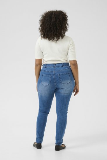 Kaffe Curve Laurina Blugi Washed/Destroyed Blue Denim - Blugi & Pantaloni pentru Femei Mărimi Mari – Plus Size - 