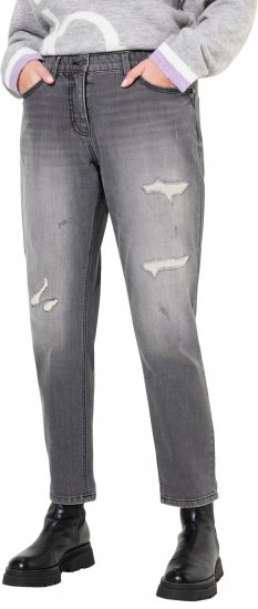 Ulla Popken Distressed Stretch Fit Boyfriend Jeans Dark Denim Blue - Blugi & Pantaloni pentru Femei Mărimi Mari – Plus Size - 