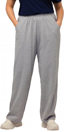 Ulla Popken Pull On Knit Straight Leg Pocket Pants Light Grey Melange - Blugi & Pantaloni pentru Femei Mărimi Mari – Plus Size - 