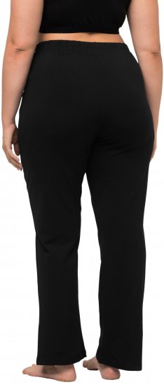 Ulla Popken Bootcut Elastic Waist Cotton French Terry Sport Pants Black - Blugi & Pantaloni pentru Femei Mărimi Mari – Plus Size - 