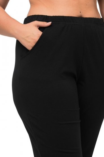 Ulla Popken Bootcut Elastic Waist Cotton French Terry Sport Pants Black - Ulla Popken - Ulla Popken Îmbrăcăminte Plus-Size