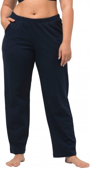 Ulla Popken Bootcut Elastic Waist Cotton French Terry Sport Pants Night Blue - Blugi & Pantaloni pentru Femei Mărimi Mari – Plus Size - 