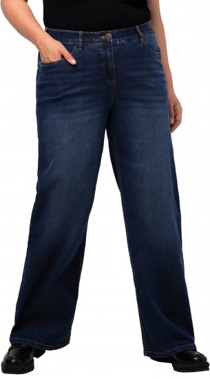 Ulla Popken Mary Fit Wide Leg Stretch Jeans Blue Denim - Blugi & Pantaloni pentru Femei Mărimi Mari – Plus Size - 