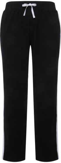 Ulla Popken Side Stripe Adjustable Drawstring Waist Joggers Black - Blugi & Pantaloni pentru Femei Mărimi Mari – Plus Size - 